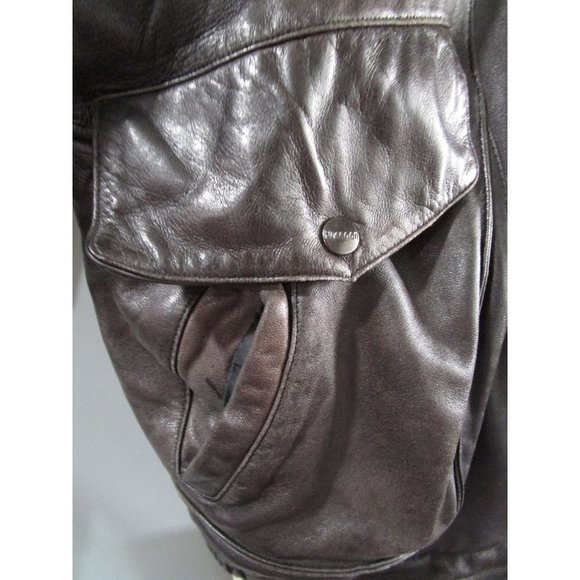 Italiano Leather Jacket Mens XL Vintage 1980s Hong Kong Lined GUC Minor Damage - Picture 14 of 16